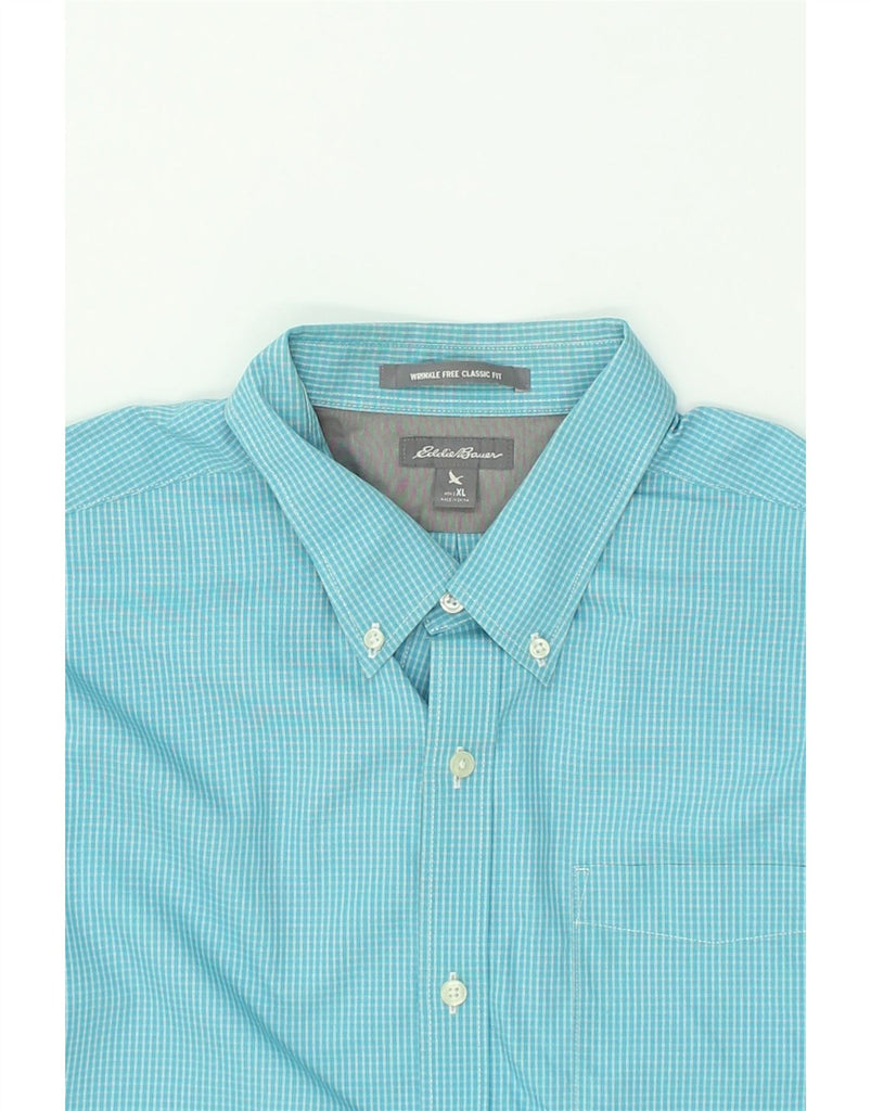 EDDIE BAUER Mens Wrinkle Free Classic Fit Shirt XL Turquoise Check Cotton | Vintage Eddie Bauer | Thrift | Second-Hand Eddie Bauer | Used Clothing | Messina Hembry 