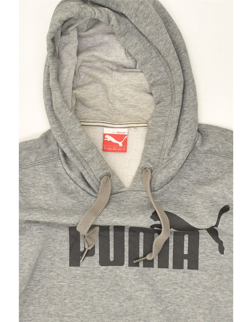 PUMA Mens Graphic Hoodie Jumper Medium Grey Cotton | Vintage Puma | Thrift | Second-Hand Puma | Used Clothing | Messina Hembry 