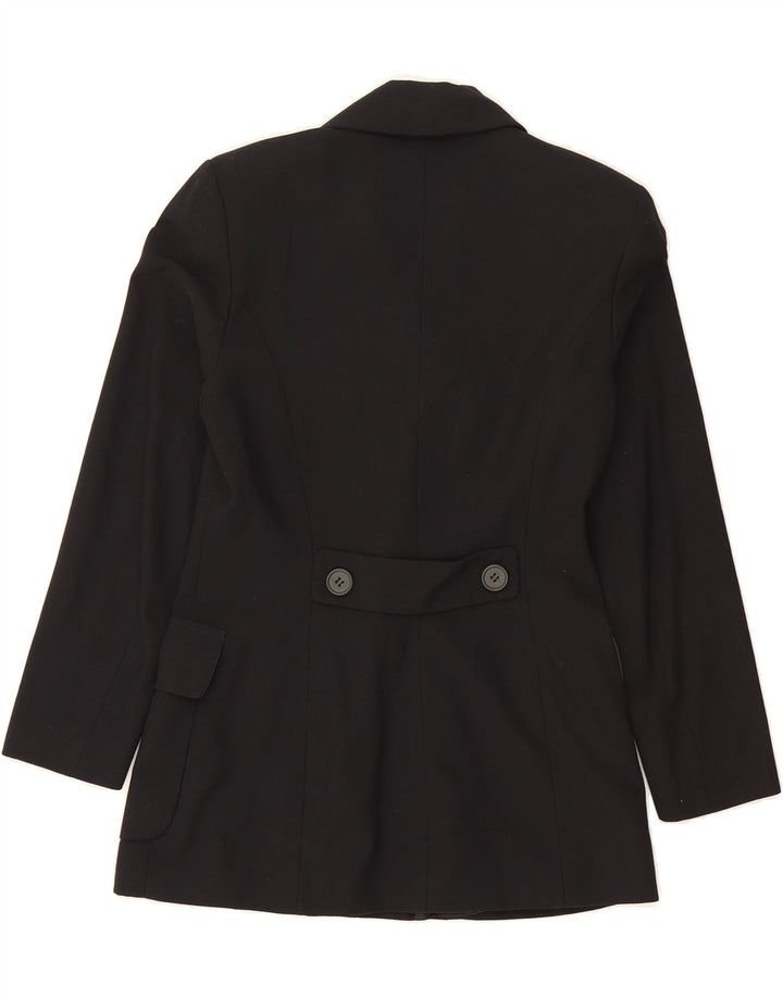 MAX DINE Womens Pea Coat IT 42 Medium Black Plaid Polyester Classic Vintage Max Dine and Second-Hand Max Dine from Messina Hembry 