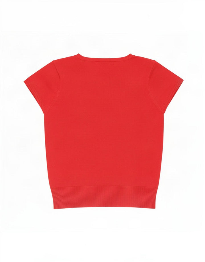 M&Co Womens Short Sleeve Blouse Top UK 10 Small Red Polyester