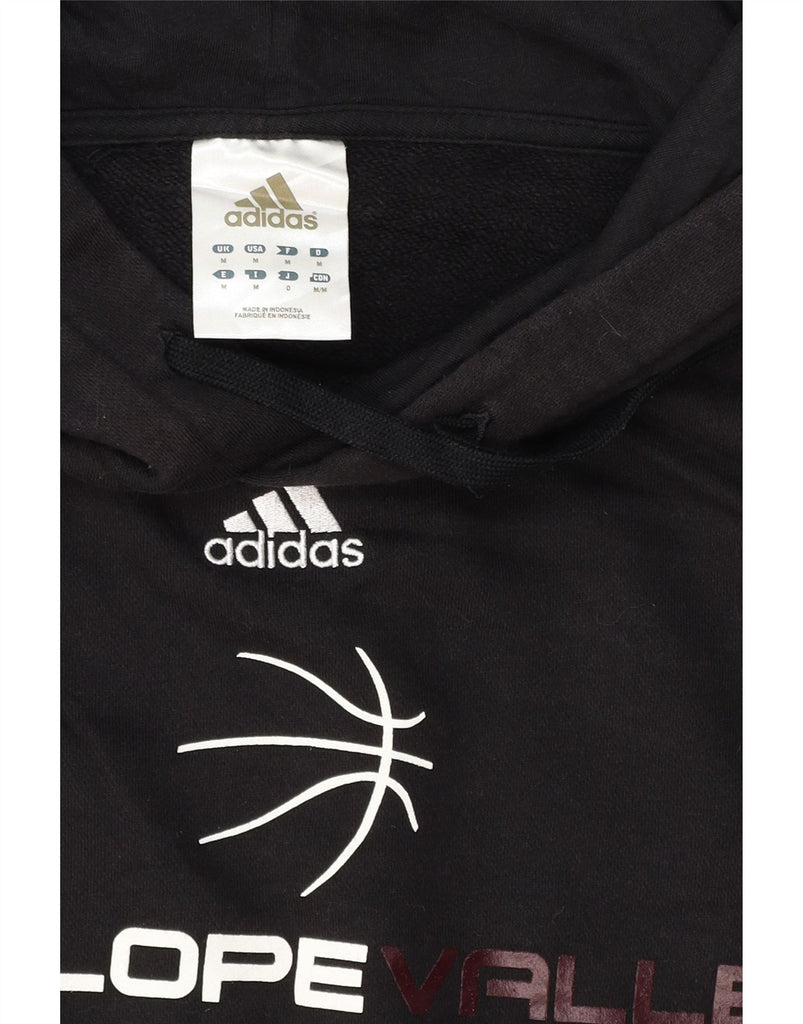 ADIDAS Mens Graphic Hoodie Jumper Medium Black Cotton Vintage Adidas and Second-Hand Adidas from Messina Hembry 