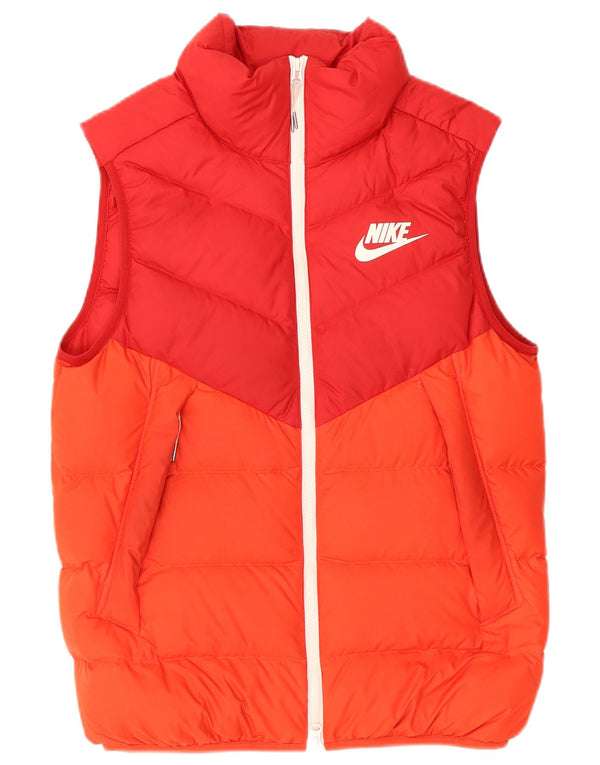 Nike Mens Padded Gilet UK 36 Small Orange Colourblock Polyester