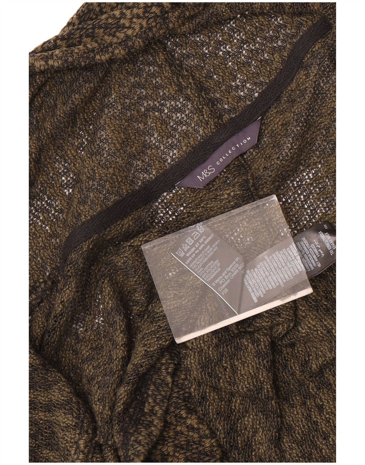 Marks & Spencer Womens 3/4 Sleeve Cardigan Sweater UK 12 Medium Khaki