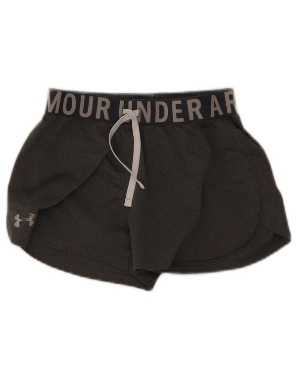 Under Armour Girls Heat Gear Graphic Sport Shorts 9-10 Years Medium Grey