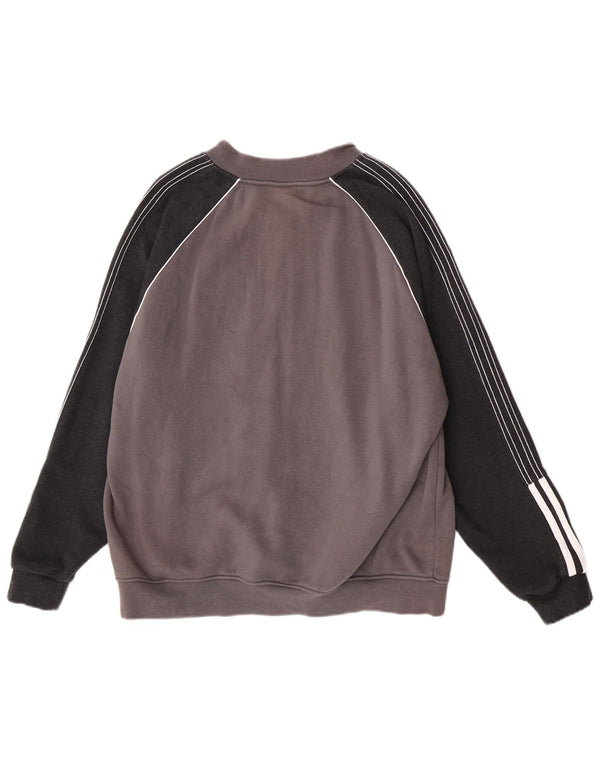 Adidas Mens Tracksuit Top Jacket Large Grey Colourblock Cotton