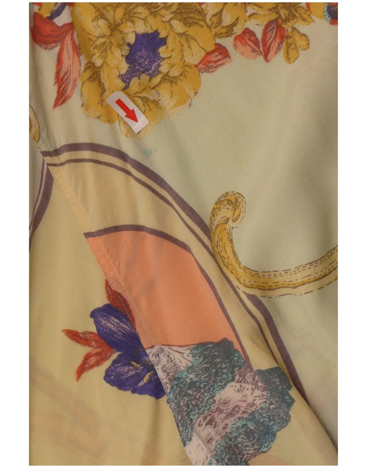 Vintage Mens Short Sleeve Shirt Medium Yellow Floral