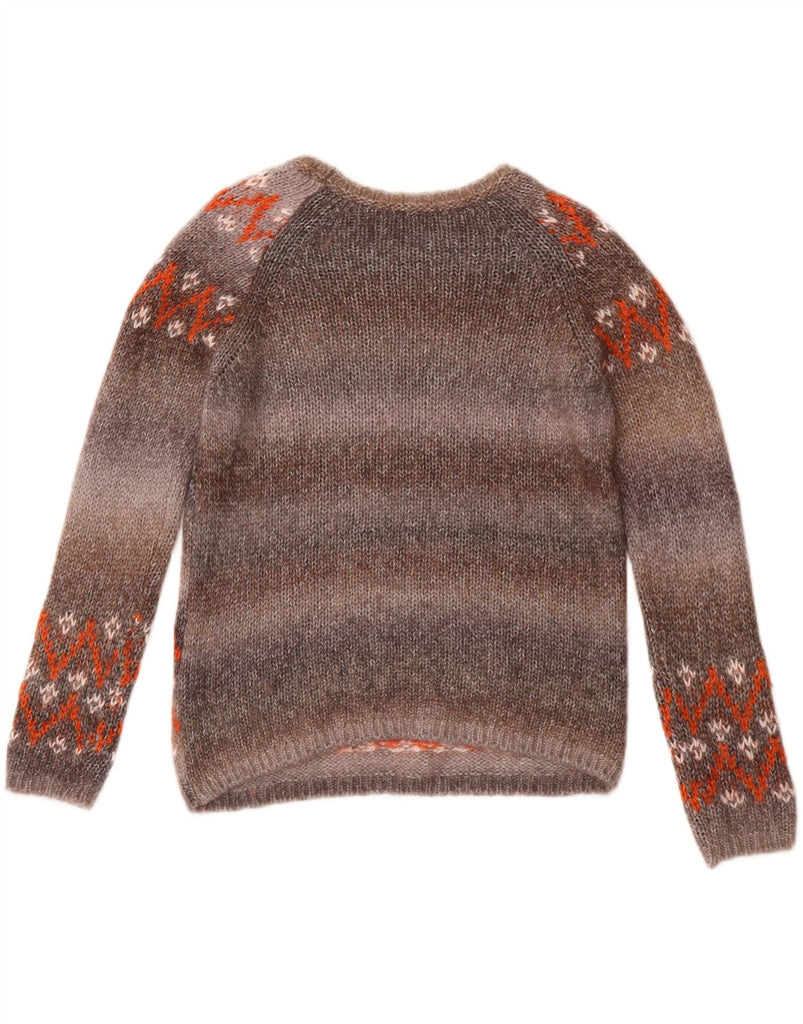 BARBOUR Womens Crop Boat Neck Jumper Sweater UK 8 Small Grey Fair Isle Vintage Barbour and Second-Hand Barbour from Messina Hembry 