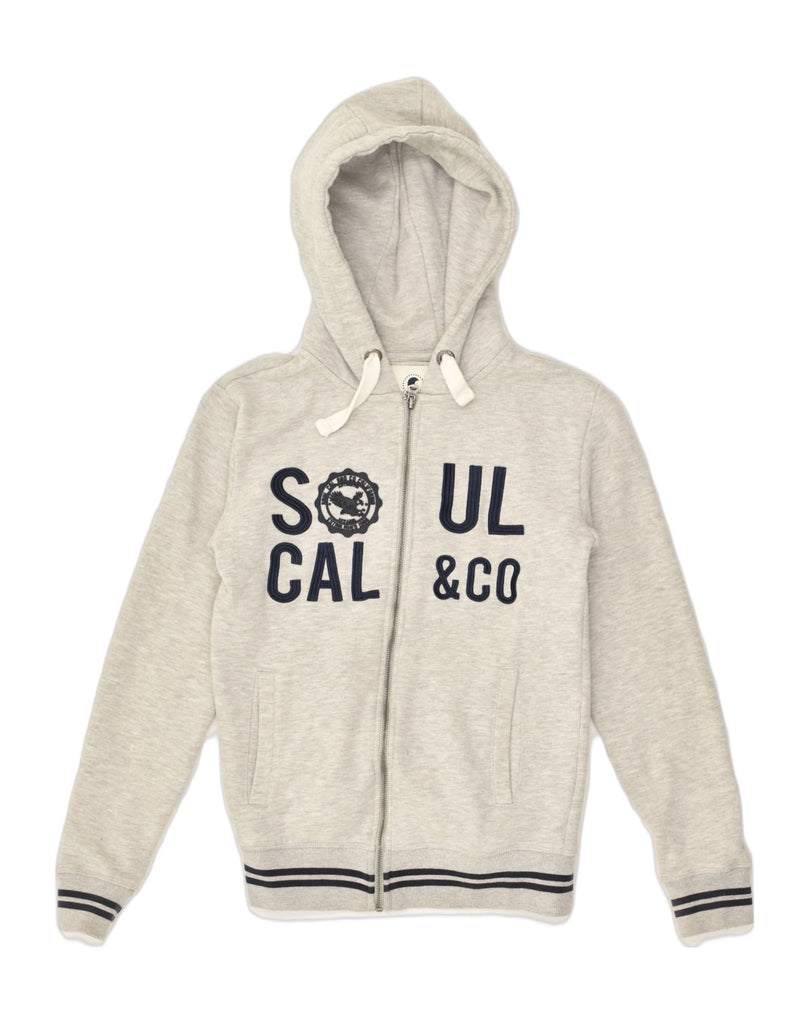 SOUL CAL Mens Graphic Zip Hoodie Sweater Small Grey Cotton | Vintage Soul Cal | Thrift | Second-Hand Soul Cal | Used Clothing | Messina Hembry 