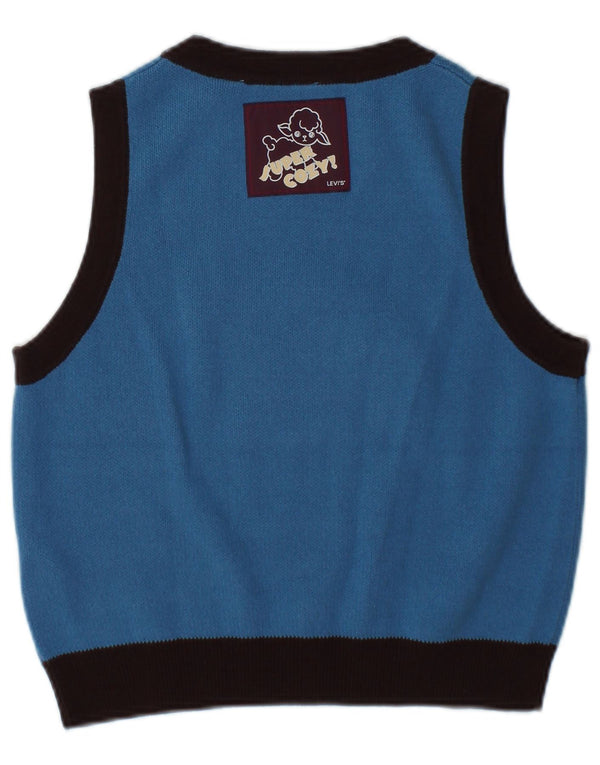 Levi's Womens Crop Graphic Vest Tank Top UK 10 Small Blue Colourblock