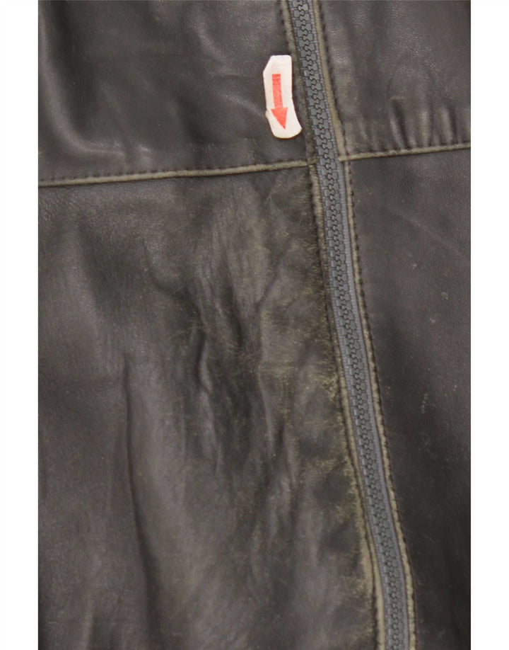 Vintage Mens Leather Jacket UK 40 Large Grey