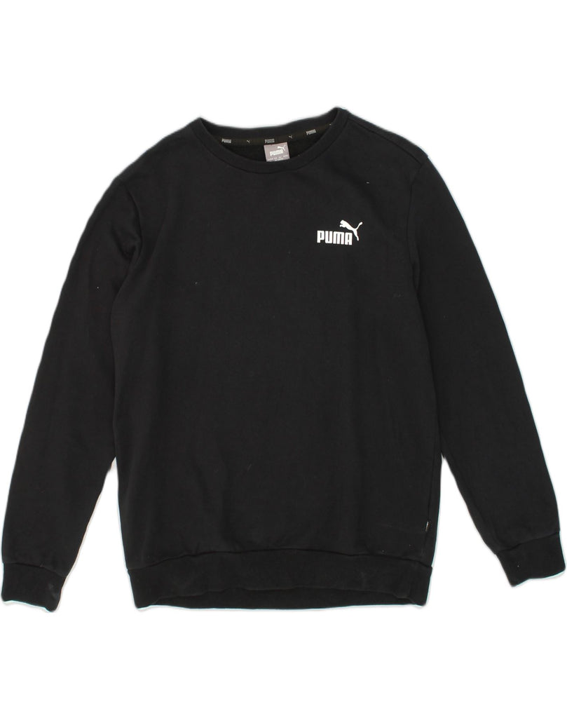 PUMA Mens Sweatshirt Jumper Medium Black Cotton | Vintage Puma | Thrift | Second-Hand Puma | Used Clothing | Messina Hembry 