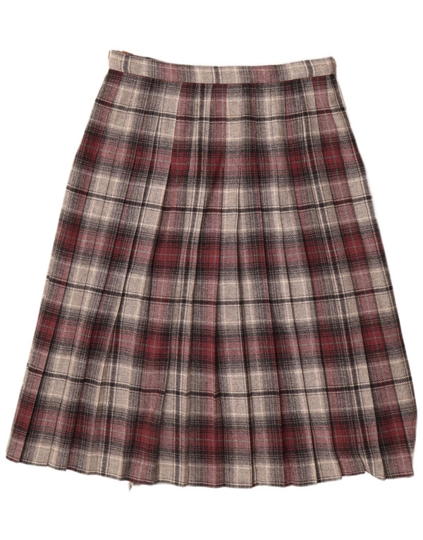 Deerstalker Womens Pleated Wrap Skirt W28 Medium Red Plaid Wool