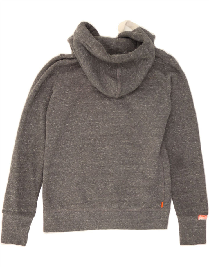 SUPERDRY Womens Zip Hoodie Sweater UK 10 Small Grey Flecked Polyester Vintage Superdry and Second-Hand Superdry from Messina Hembry 