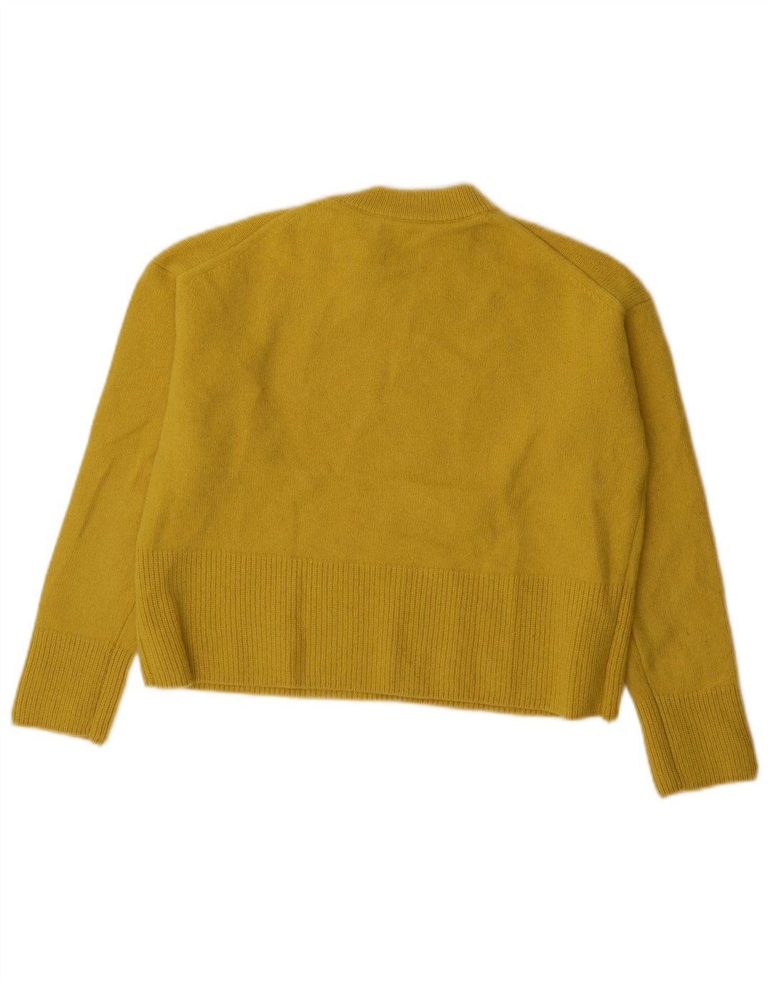 Massimo Dutti Womens Oversized Crew Neck Jumper Sweater UK 6 XS Yellow Wool