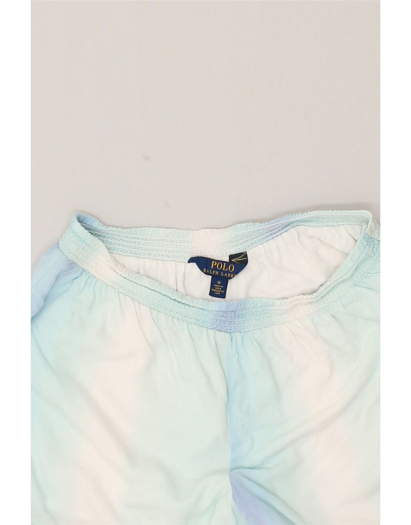 POLO RALPH LAUREN Womens Sport Shorts UK 14 Medium Blue Tie Dye Viscose | Vintage Polo Ralph Lauren | Thrift | Second-Hand Polo Ralph Lauren | Used Clothing | Messina Hembry 