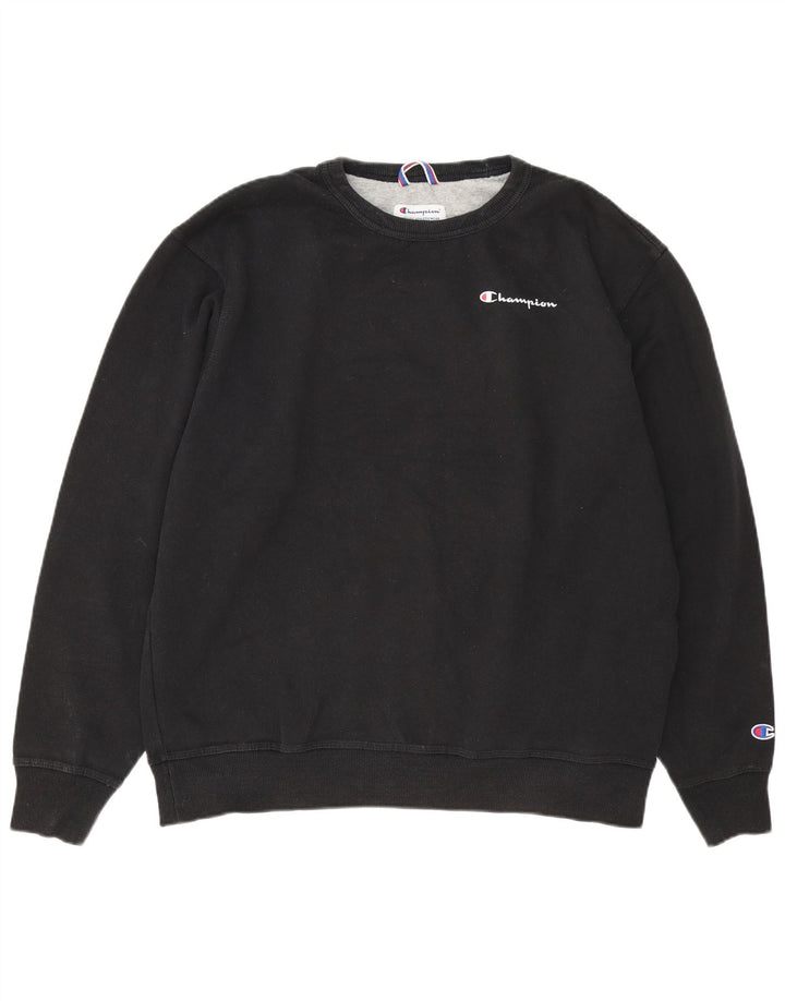 Champion Mens Sweatshirt Jumper Large Black Cotton