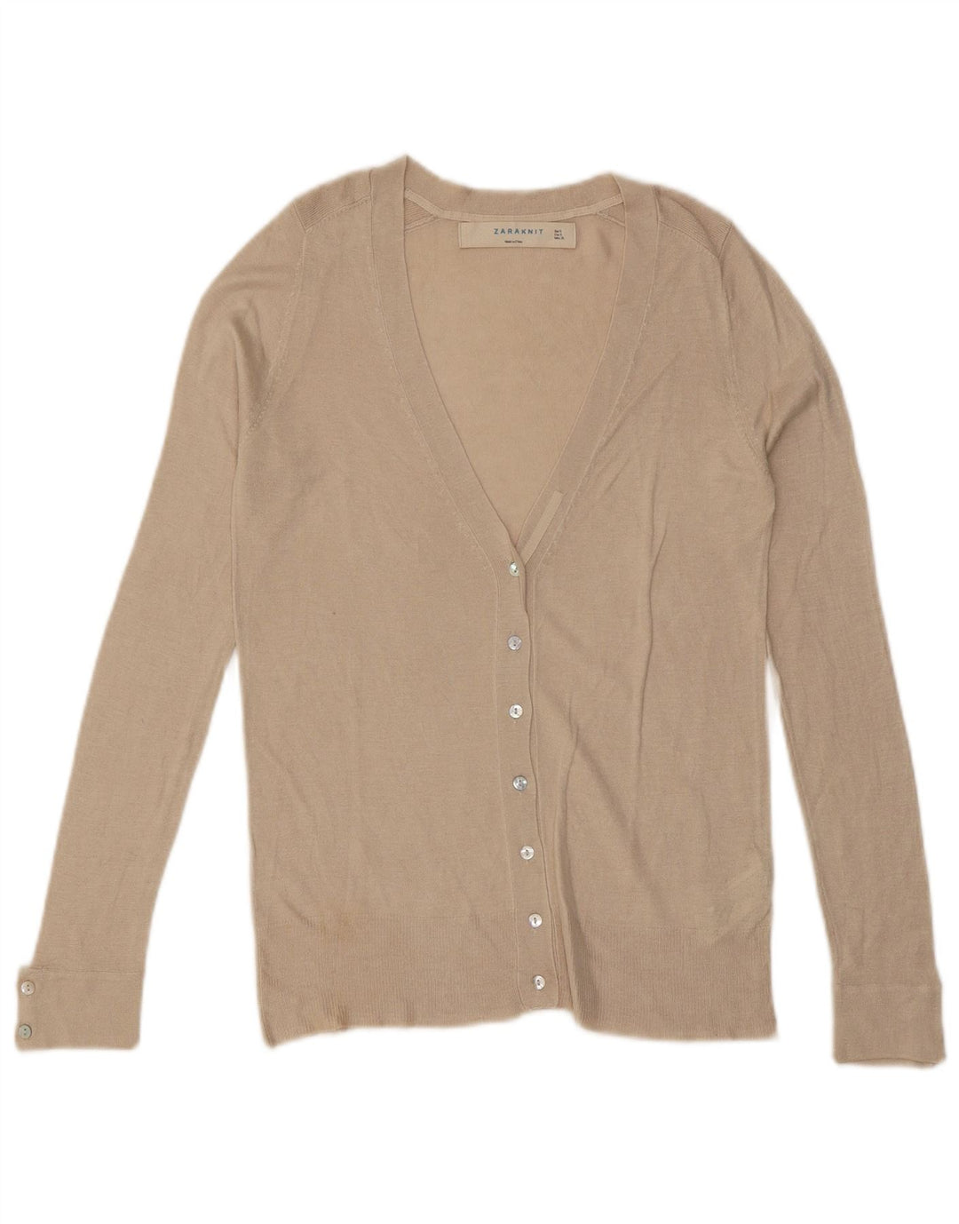 ZARA Womens Cardigan Sweater UK 10 Small Off White Viscose