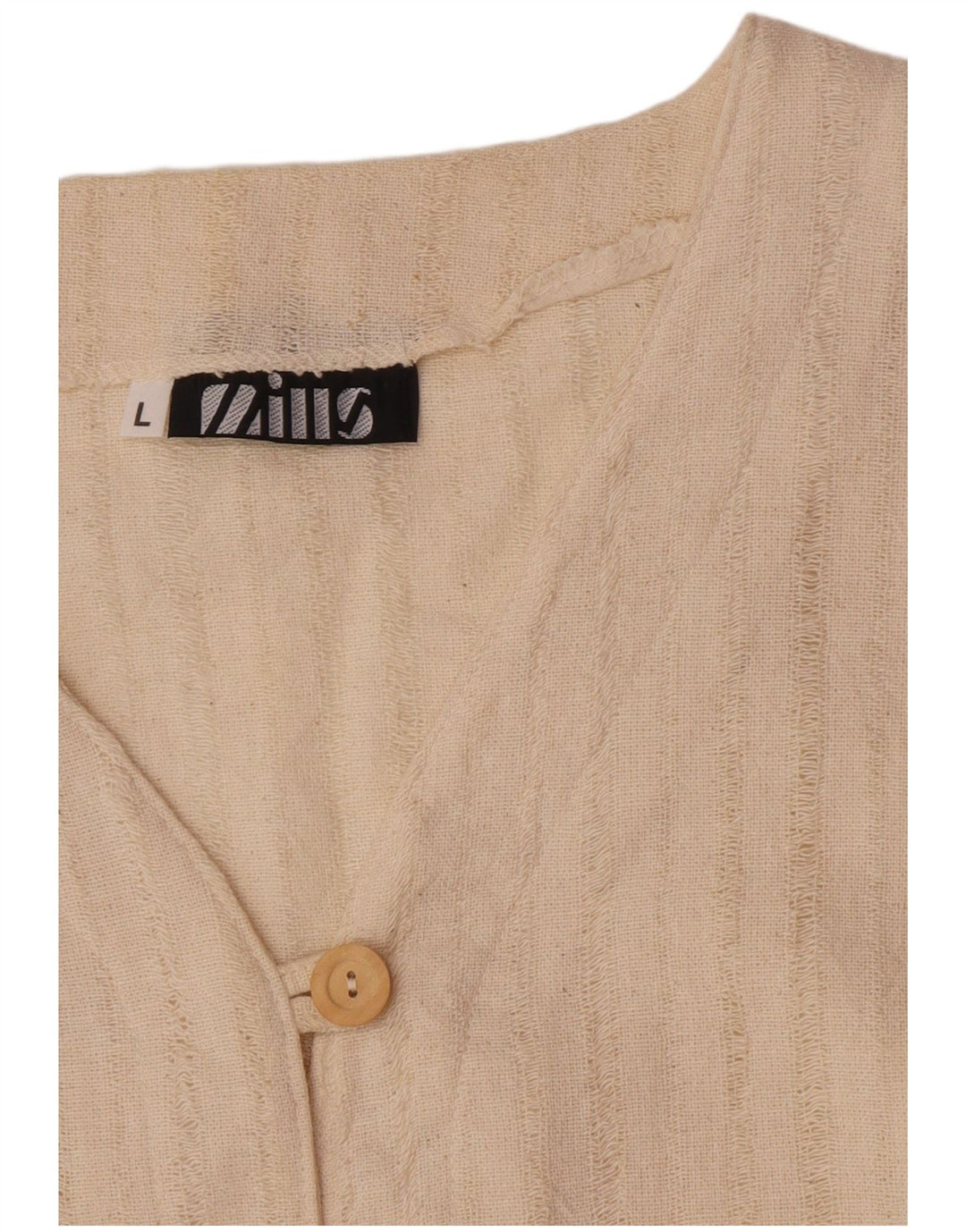 Mills Womens Gilet UK 16 Large Off White Striped Cotton