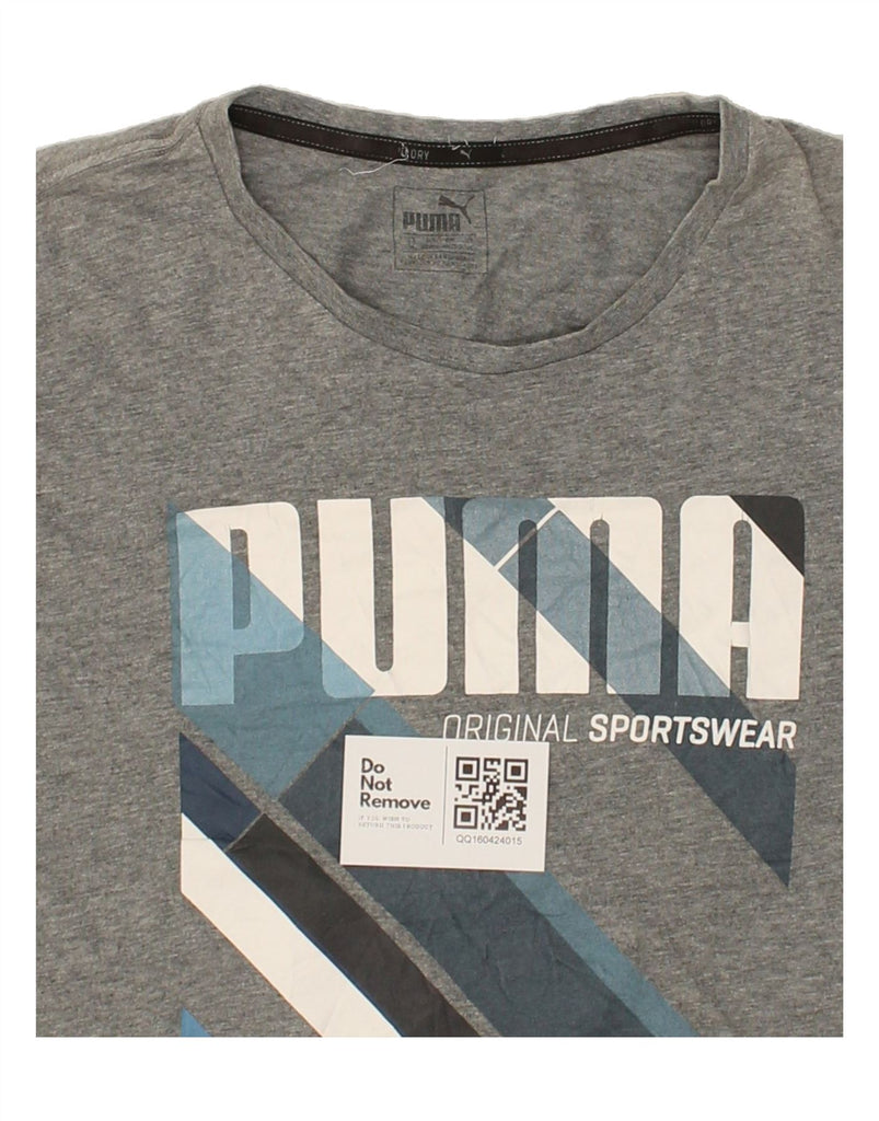 PUMA Mens Graphic T-Shirt Top Medium Grey Flecked | Vintage Puma | Thrift | Second-Hand Puma | Used Clothing | Messina Hembry 