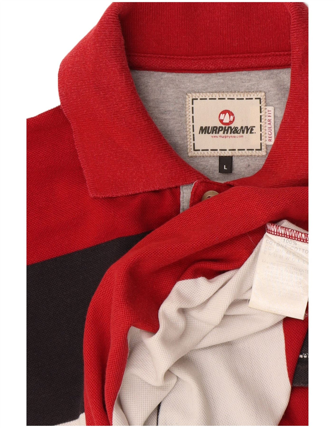 Murphy & Nye Mens Regular Fit Polo Shirt Large Multicoloured Striped Cotton