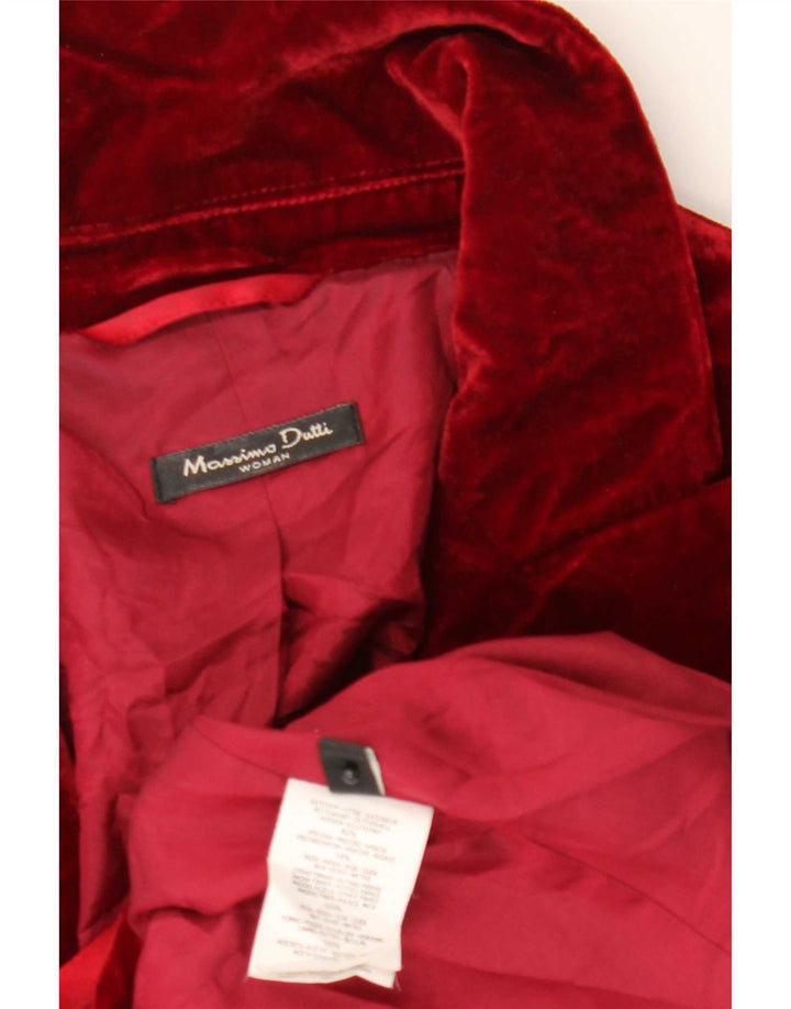 Massimo Dutti Womens 1 Button Velvet Blazer Jacket EU 44 XL Red Viscose