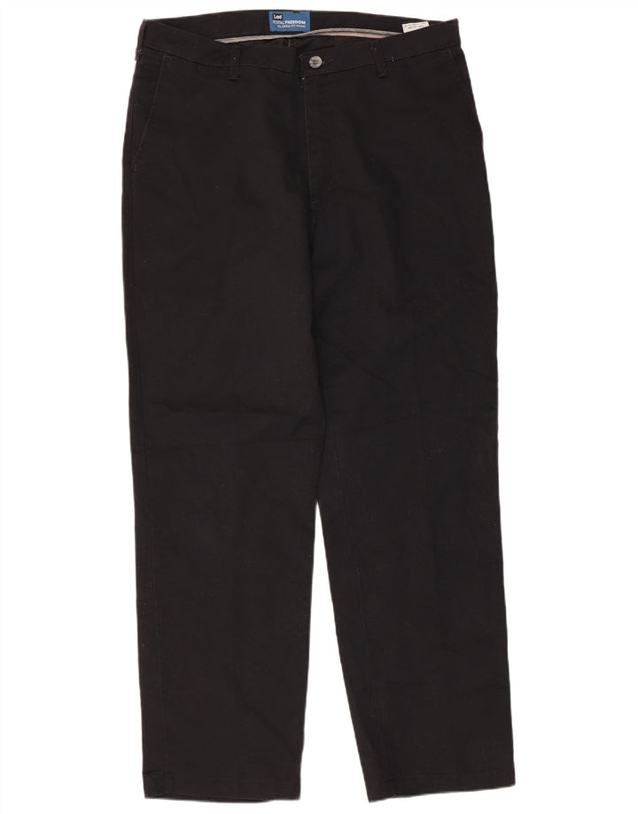 LEE Mens Total Freedom Classic Fit Straight Chino Trousers W36 L32 Black