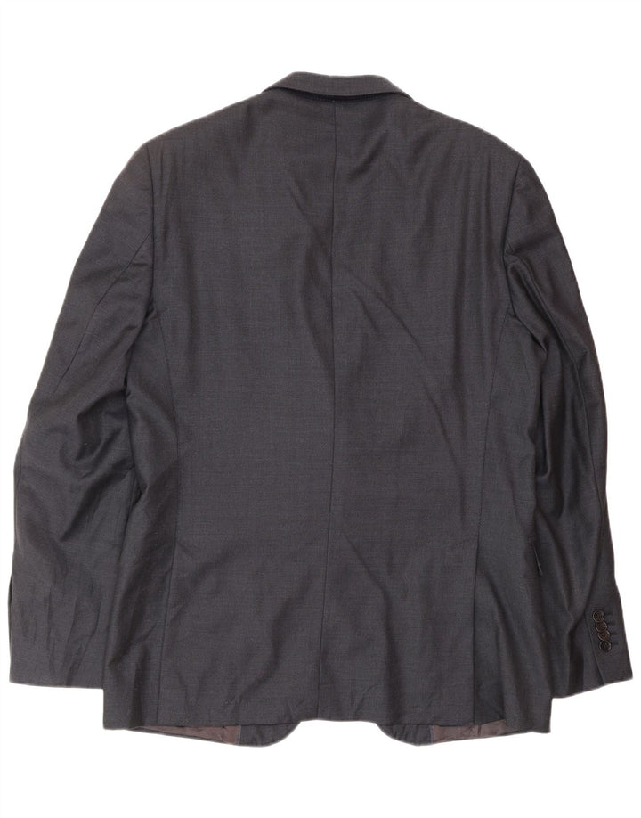 MASSIMO DUTTI Mens 2 Button Blazer Jacket EU 52 Large Navy Blue Wool