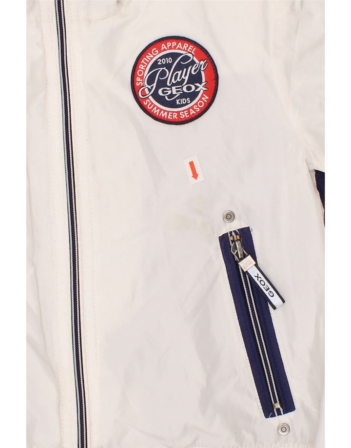 GEOX RESPIRA Boys Graphic Bomber Jacket 3-4 Years White Colourblock Vintage Geox Respira and Second-Hand Geox Respira from Messina Hembry 