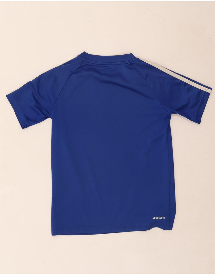 Adidas Boys Aeroready T-Shirt Top 9-10 Years Blue Polyester