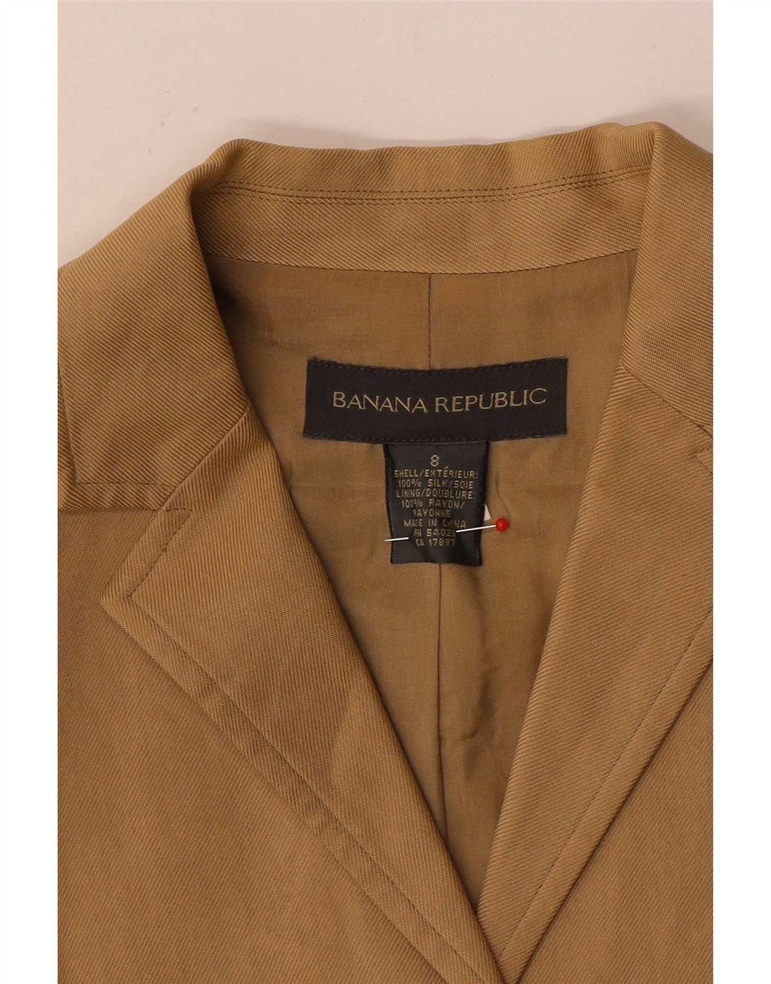 Banana Republic Womens 3 Button Blazer Jacket UK 8 Small Beige Silk