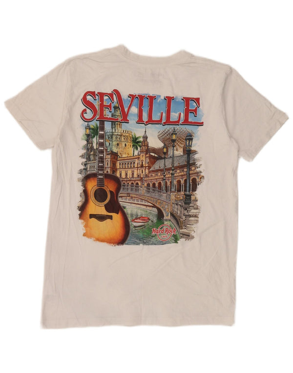Hard Rock Cafe Mens Seville Graphic T-Shirt Top Small White Cotton