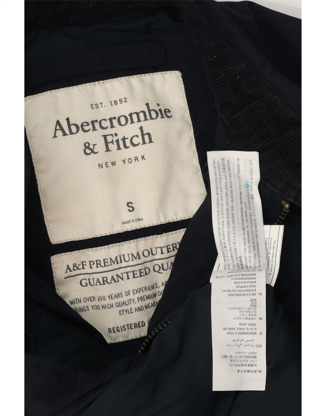 Abercrombie & Fitch Mens Quilted Jacket UK 36 Small Navy Blue Polyester
