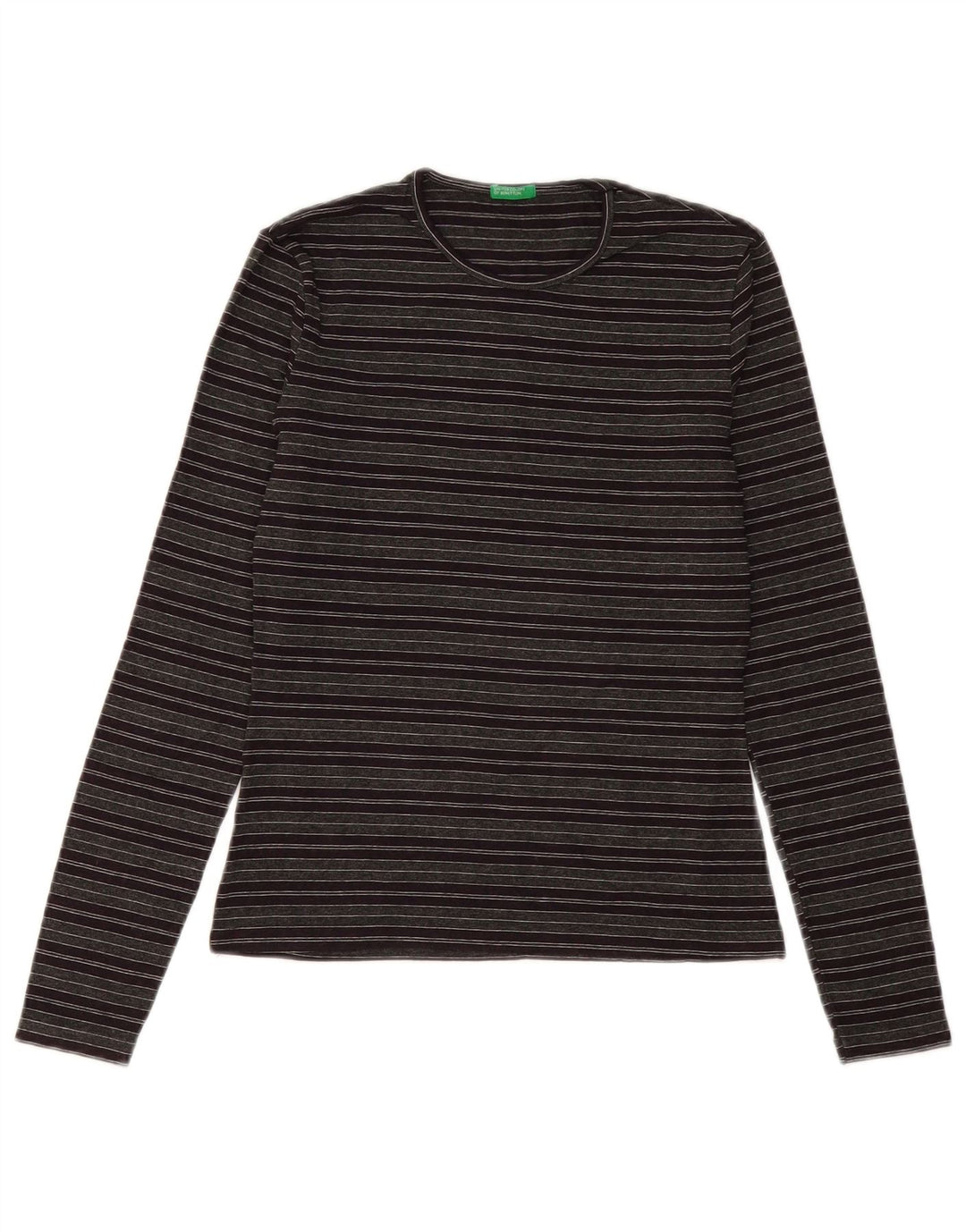 BENETTON Womens Top Long Sleeve UK 8 Small Grey Striped