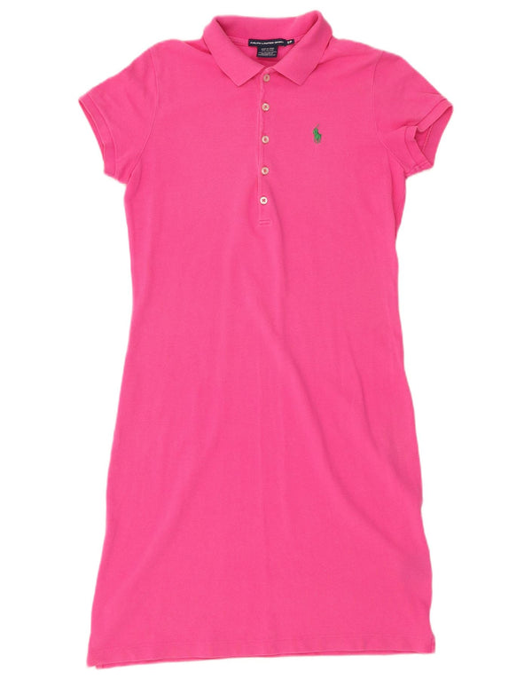 RALPH LAUREN Womens Polo Dress UK 10 Small Pink Cotton