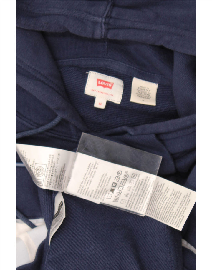 Levi's Mens Graphic Hoodie Jumper Medium Navy Blue Colourblock Cotton