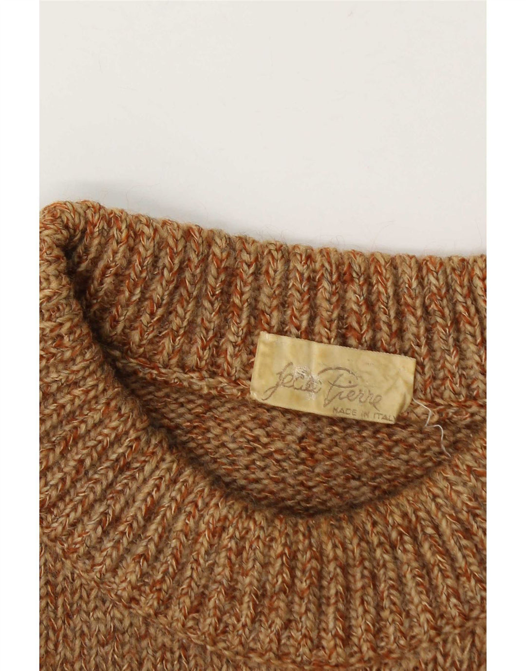 Vintage Mens Crew Neck Jumper Sweater Large Beige Flecked
