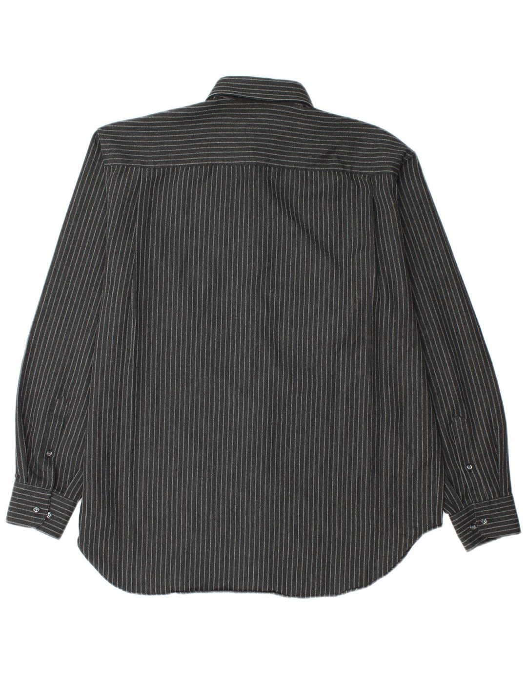 Trussardi Mens Shirt Size 40 Medium Black Pinstripe Polyester