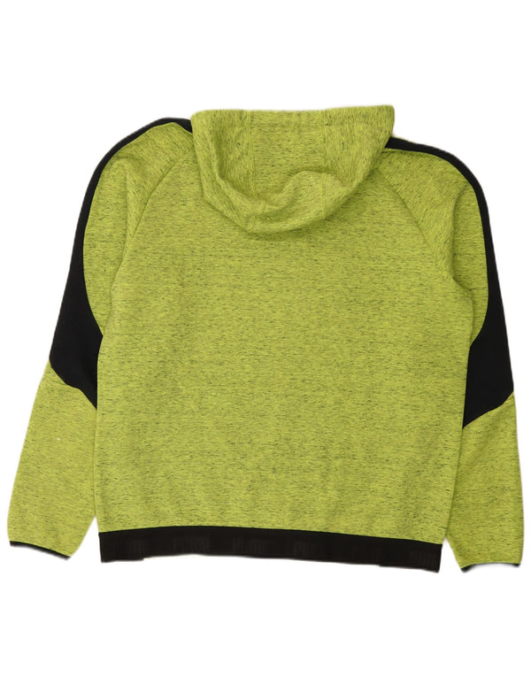 Puma Mens Hoodie Jumper XL Green Colourblock Cotton