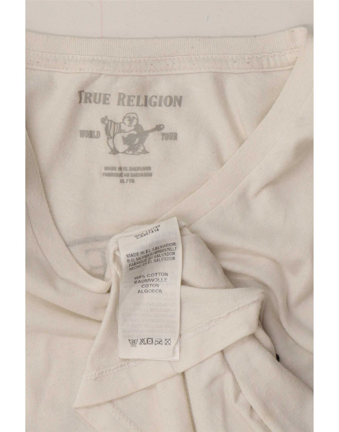 True Religion Mens Graphic T-Shirt Top XL White Cotton