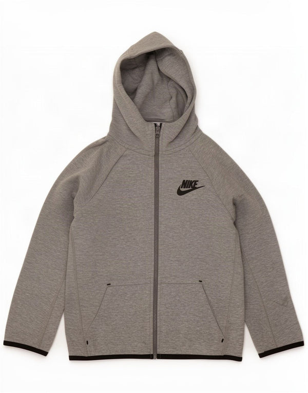 Nike Boys Regular Fit Zip Hoodie Sweater 10-11 Years Medium Grey Cotton