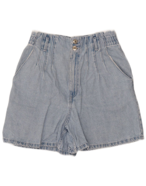 Zara Womens High Waist Pegged Denim Shorts EU 38 Small W28 Blue Cotton