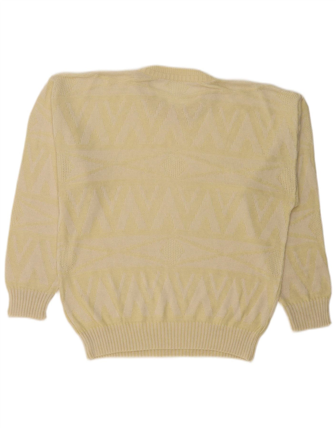 VINTAGE Womens Crew Neck Jumper Sweater UK 18 XL Yellow Geometric Acrylic