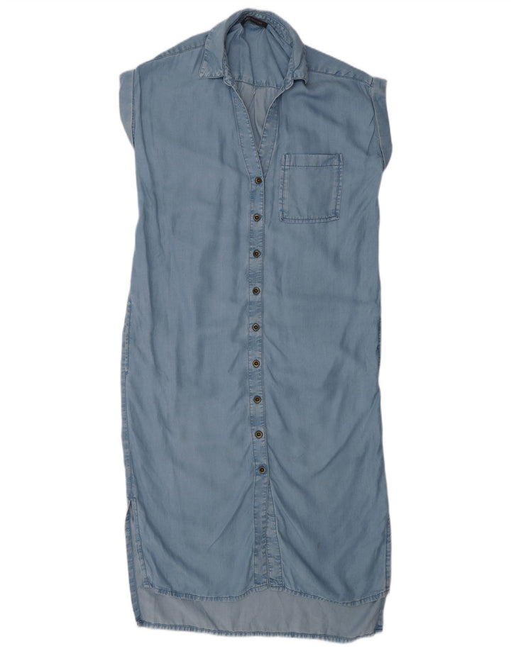 Marks & Spencer Womens Oversized Short Sleeve Shirt Dress UK 8 Small Blue