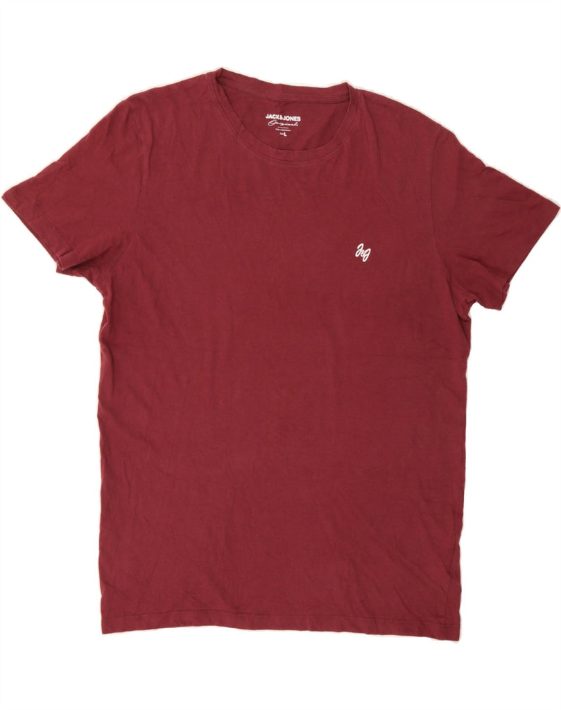JACK & JONES Mens T-Shirt Top Large Burgundy Cotton Vintage Jack & Jones and Second-Hand Jack & Jones from Messina Hembry 