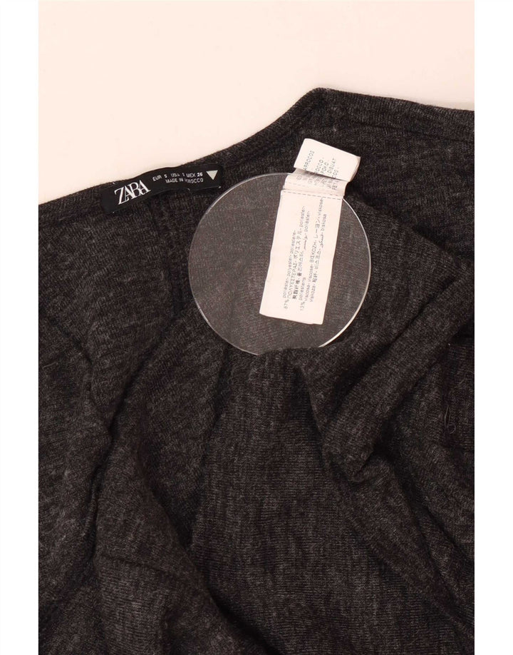 Zara Womens Oversized Blouse Top UK 10 Small Grey Flecked Polyester