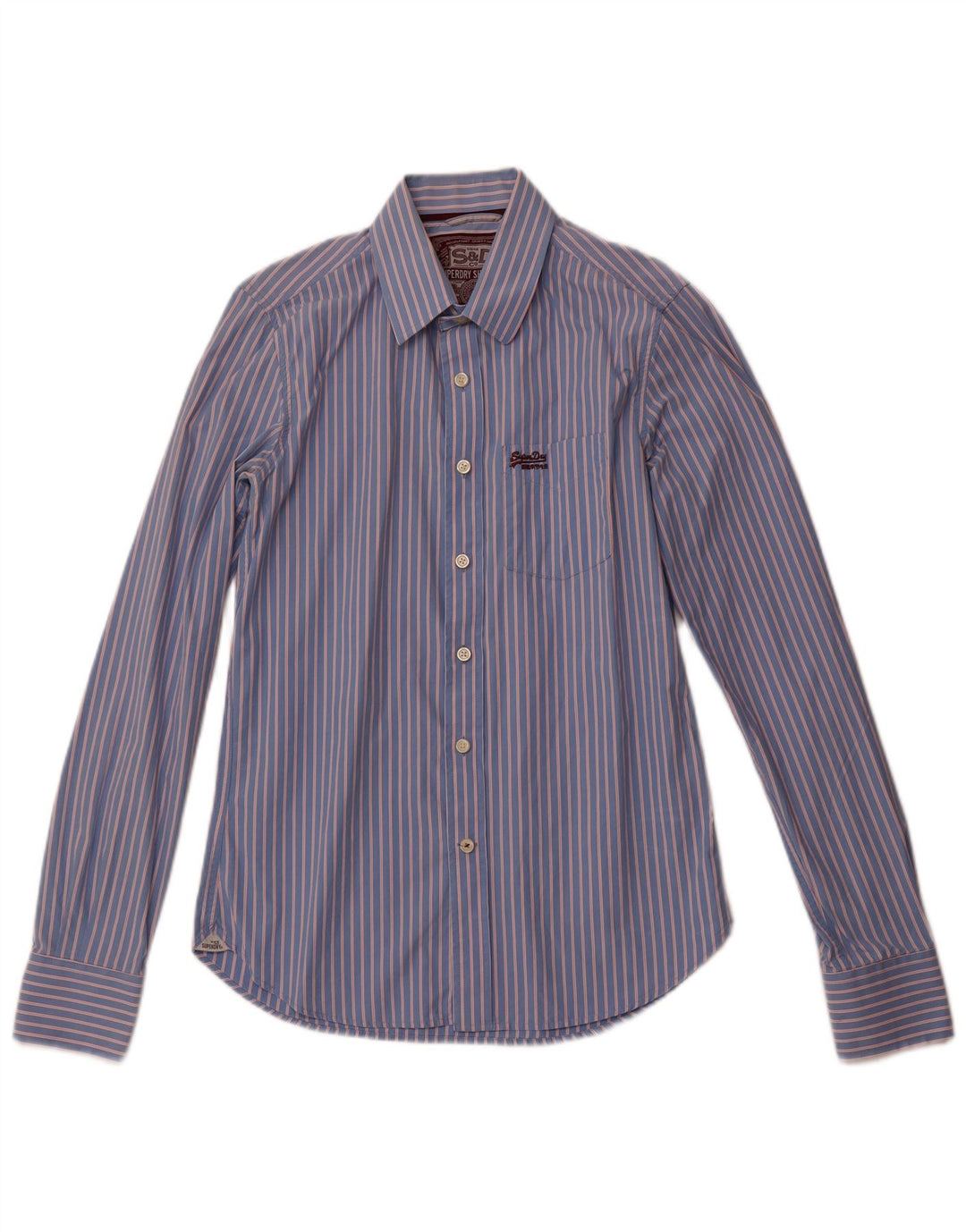 Superdry Mens Shirt Medium Blue Striped Cotton