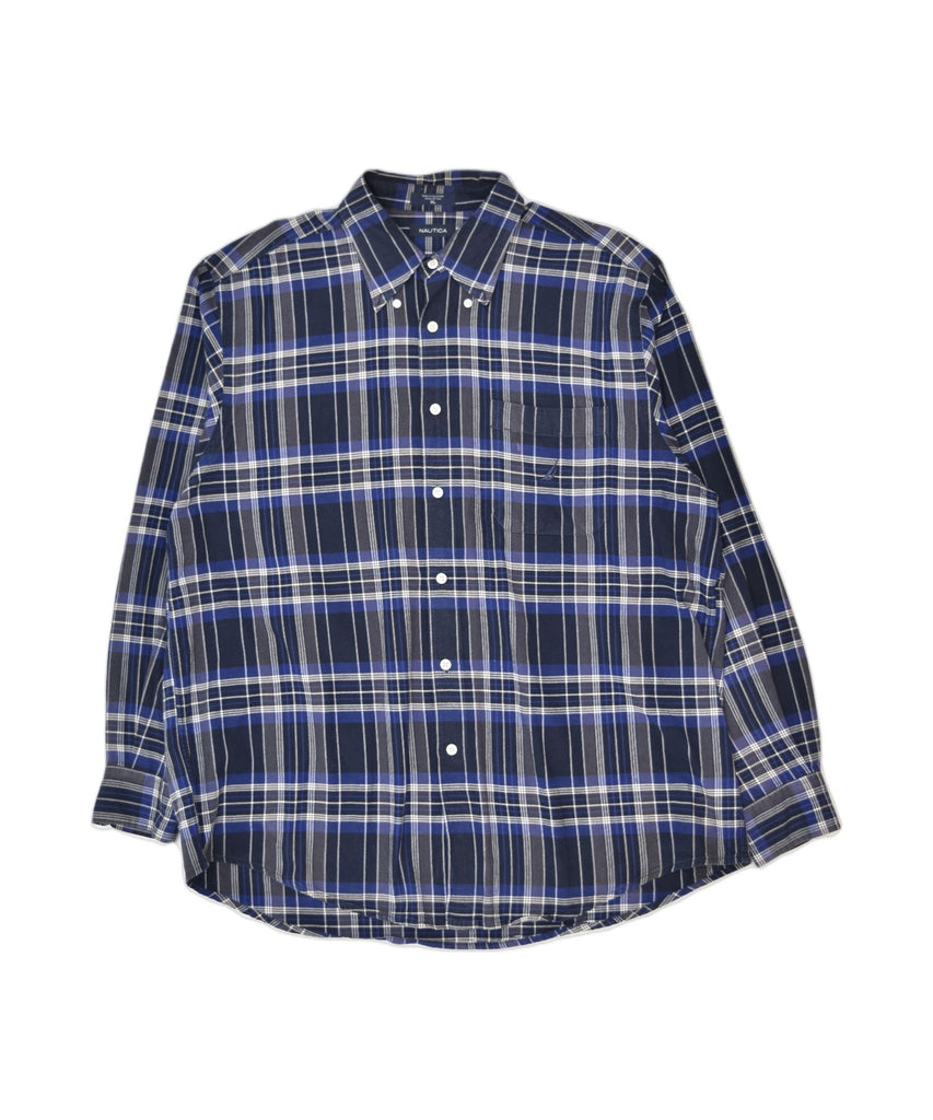 NAUTICA Mens Shirt XL Blue Plaid Cotton | Vintage | Thrift | Second-Hand | Used Clothing | Messina Hembry 