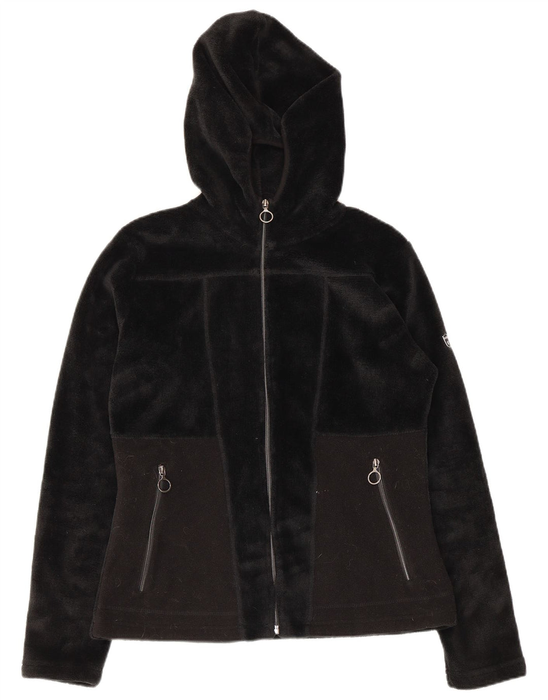 Brugi Womens Hooded Fleece Jacket UK 12 Medium Black Polyester