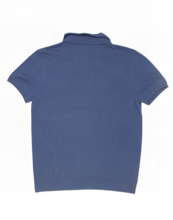 Zara Mens Polo Shirt Medium Blue Viscose