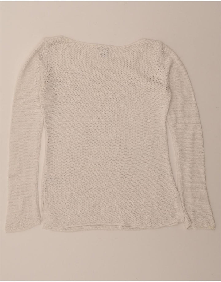 EDDIE BAUER Womens Boat Neck Jumper Sweater UK 10 Small Off White Cotton Vintage Eddie Bauer and Second-Hand Eddie Bauer from Messina Hembry 